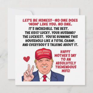 Cartes Pour Fêtes Annuelles Trump fête des mères pour femme