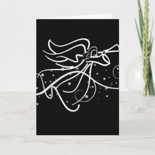Cartes Pour Fêtes Annuelles Trumpethe Angel Noir et Blanc Noël