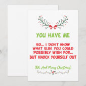 Cartes Pour Fêtes Annuelles Tu M'As Drôle Noël (Devant / Derrière)