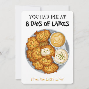 Cartes Pour Fêtes Annuelles Tu m'as eu avec 8 Jours de Latkes Drôle Hanukkah