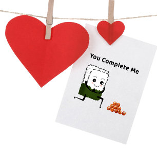 Cartes Pour Fêtes Annuelles Tu Me Complètes Sushi & Ikura Kawaii Art