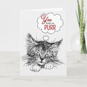 Cartes Pour Fêtes Annuelles Tu me fais Purr Croquis de chat de Valentine avec