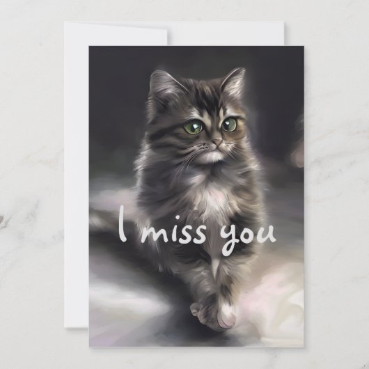 Cartes Pour Fêtes Annuelles Tu me manques le chat gris (Devant)