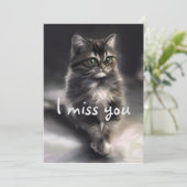 Cartes Pour Fêtes Annuelles Tu me manques le chat gris (Debout devant)