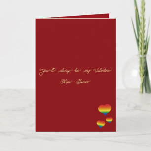 Cartes Pour Fêtes Annuelles Tu seras toujours mon Valentin Drapeau LGBT coeurs