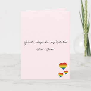 Cartes Pour Fêtes Annuelles Tu seras toujours mon Valentin Drapeau LGBT coeurs