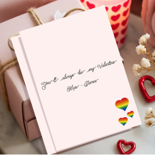 Cartes Pour Fêtes Annuelles Tu seras toujours mon Valentin LGBT Drapeau Cœur P