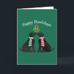 Cartes Pour Fêtes Annuelles Tubes noirs Xmas personnalisés Kisser Mistletoe<br><div class="desc">Festif de Noël personnalisé Black Lab Vacances Chiens de vacances Kissing Under The Mistletoe! Carte de Noël noire mignonne pour les amateurs de laboratoire! Disponible pour téléchargement instantané.Les modèles Preppy Dog © EMR.</div>
