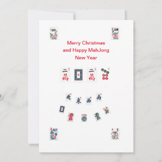 Cartes Pour Fêtes Annuelles tuiles de mahjong symboles 2027 pour Noël