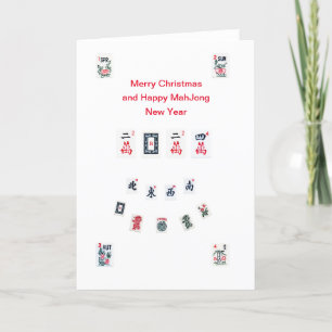 Cartes Pour Fêtes Annuelles Tuiles de Mahjong symboles conception pour Noël