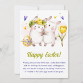Cartes Pour Fêtes Annuelles Tulipe jaune printanière lapin floral Pâques (Devant)