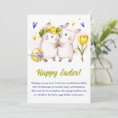 Cartes Pour Fêtes Annuelles Tulipe jaune printanière lapin floral Pâques (Debout devant)