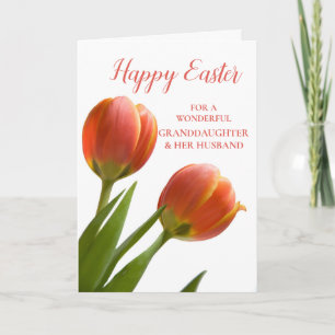 Cartes Pour Fêtes Annuelles Tulipes Joyeuse Petite-fille de Pâques et son mari
