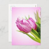 Cartes Pour Fêtes Annuelles Tulipes roses (Devant / Derrière)
