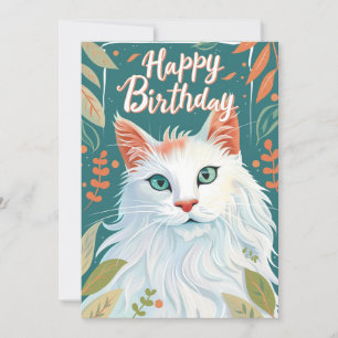 Cartes Pour Fêtes Annuelles Turc Angora Chat Joyeux anniversaire