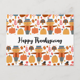 Cartes Pour Fêtes Annuelles Turquie et Scarecrow Thanksgiving Motif