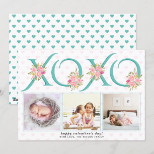 Cartes Pour Fêtes Annuelles Turquoise bleu XOXO rose roses photo Valentines Da