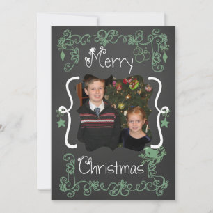 Cartes Pour Fêtes Annuelles Turquoise Green Scrolls Customisé Photo Holiday Ca