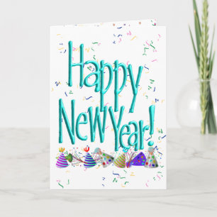 Cartes Pour Fêtes Annuelles Turquoise HEUREUSE NOUVELLE ANNÉE !