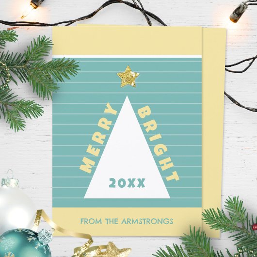 Cartes Pour Fêtes Annuelles Turquoise Minimalist Geometric Christmas Tree