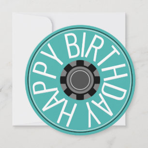 Cartes Pour Fêtes Annuelles Turquoise Round Industrial Joyeux Anniversaire Sal
