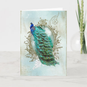 Cartes Pour Fêtes Annuelles Turquoise Shabby Peacock