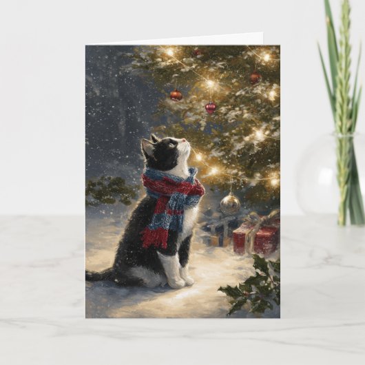 Cartes Pour Fêtes Annuelles Tuxedo Cat Christmas (Devant)