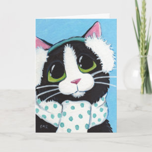 Cartes Pour Fêtes Annuelles Tuxedo Chat habillé pour Noël d'hiver