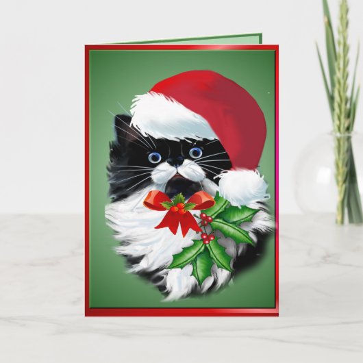 Cartes Pour Fêtes Annuelles Tuxedo Kitty à Noël (Devant)