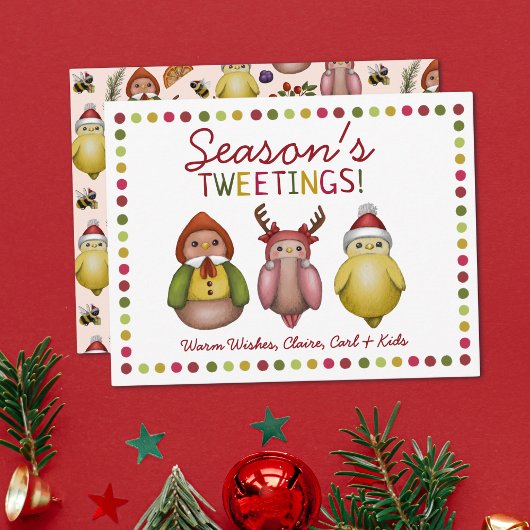 Cartes Pour Fêtes Annuelles Tweeting de saison - Whimsical Bird Holiday Card