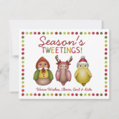 Cartes Pour Fêtes Annuelles Tweeting de saison - Whimsical Bird Holiday Card (Devant)