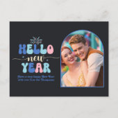 Cartes Pour Fêtes Annuelles Twilight Pop New Year Retro Modern Blue Photo (Devant)