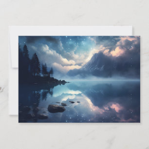 Cartes Pour Fêtes Annuelles Twilight Starry Lake Mirror Symphonie céleste