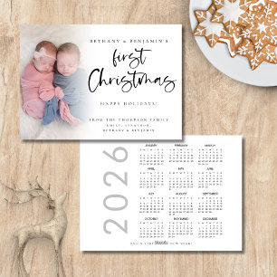 Cartes Pour Fêtes Annuelles Twin Baby First Christmas Photo 2024 Calendrier