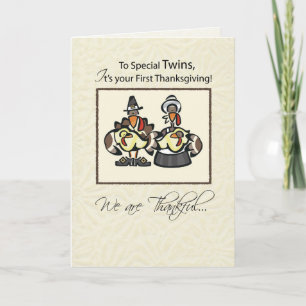 Cartes Pour Fêtes Annuelles Twin First Thanksgiving Famille Turquie