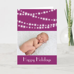 Cartes Pour Fêtes Annuelles Twinkle Lights Photo Holiday Card magenta