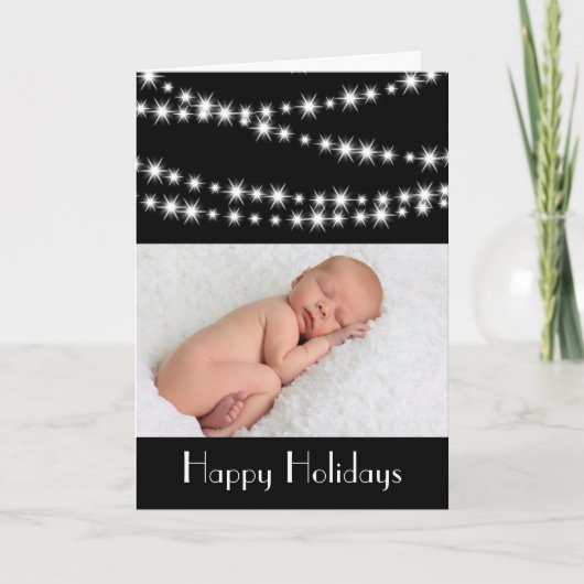 Cartes Pour Fêtes Annuelles Twinkle Lights Photo Holiday Card noir (Devant)
