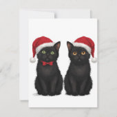 Cartes Pour Fêtes Annuelles Two Black Kittens Santa Hat Christmas (Devant)
