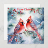 Cartes Pour Fêtes Annuelles Two Cardinals (Devant / Derrière)