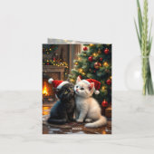 Cartes Pour Fêtes Annuelles Two cute Christmas kittens with Santa hats (Dos)