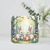 Cartes Pour Fêtes Annuelles Two Easter Bunnies (Debout devant)