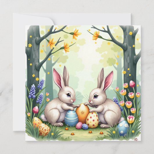 Cartes Pour Fêtes Annuelles Two Easter Bunnies (Devant)
