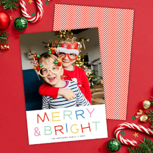 Cartes Pour Fêtes Annuelles Type de jeu moderne Noël Joyeux & Bright One Photo