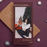 Cartes Pour Fêtes Annuelles Type de Noël Texte Maroon minimaliste photo<br><div class="desc">Envoyez vos salutations de vacances en style avec ce marron minimaliste machine à écrire texte Noël carte photo de vacances! Entièrement personnalisable, vous pouvez modifier les éléments pour qu'ils correspondent parfaitement à votre vision ! ・ Vous cherchez quelque chose d'un peu différent? Envoyez-nous un message ou envoyez-nous un courriel à...</div>