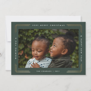 Cartes Pour Fêtes Annuelles Type moderne Gold Cadre superposition Photo Noël