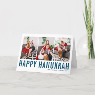 Cartes Pour Fêtes Annuelles Typographie Bleue Happy Hanoukka Photo Collage