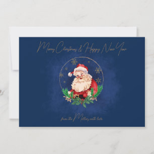 Cartes Pour Fêtes Annuelles Typographie Bleue Rouge Père Noël