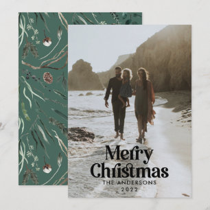 Cartes Pour Fêtes Annuelles Typographie botanique moderne de l'aquarelle verte