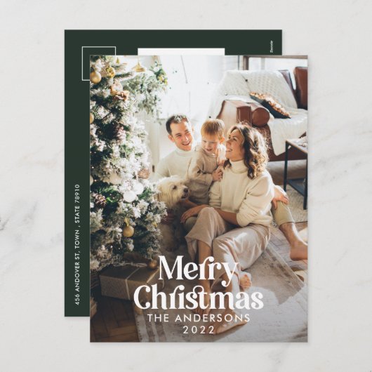 Cartes Pour Fêtes Annuelles Typographie botanique moderne vert foncé (Devant / Derrière)