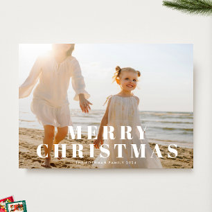 Cartes Pour Fêtes Annuelles Typographie classique de Noël Joyeux blanc